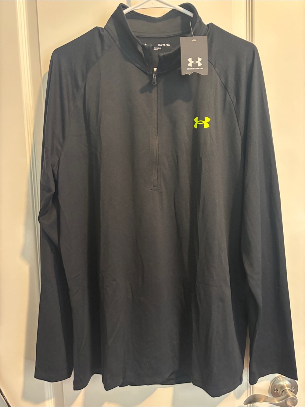 Under Armour Black Long-Sleeve 1/4 Zip with Neon Logo
